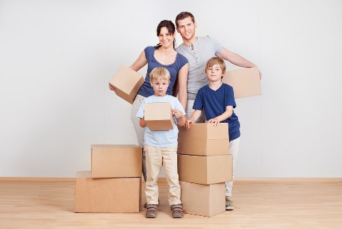 Boxes and household items prepared for removals van transport