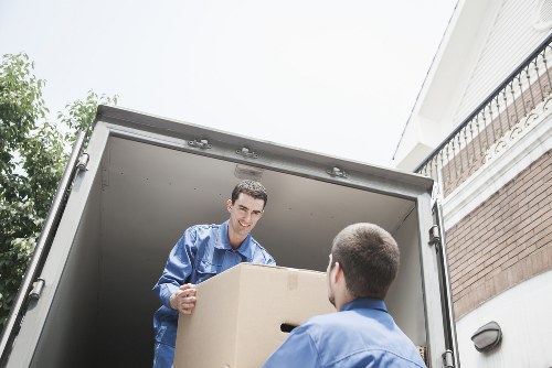 Moving day preparation checklist and packed household items